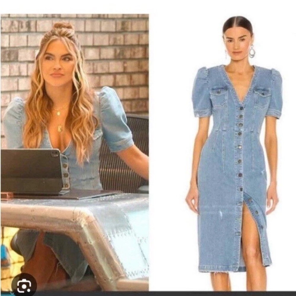 NWT Retrofete Annie Dress Light Blue Denim Distressed Sz S MSRP $495 - Picture 5 of 10